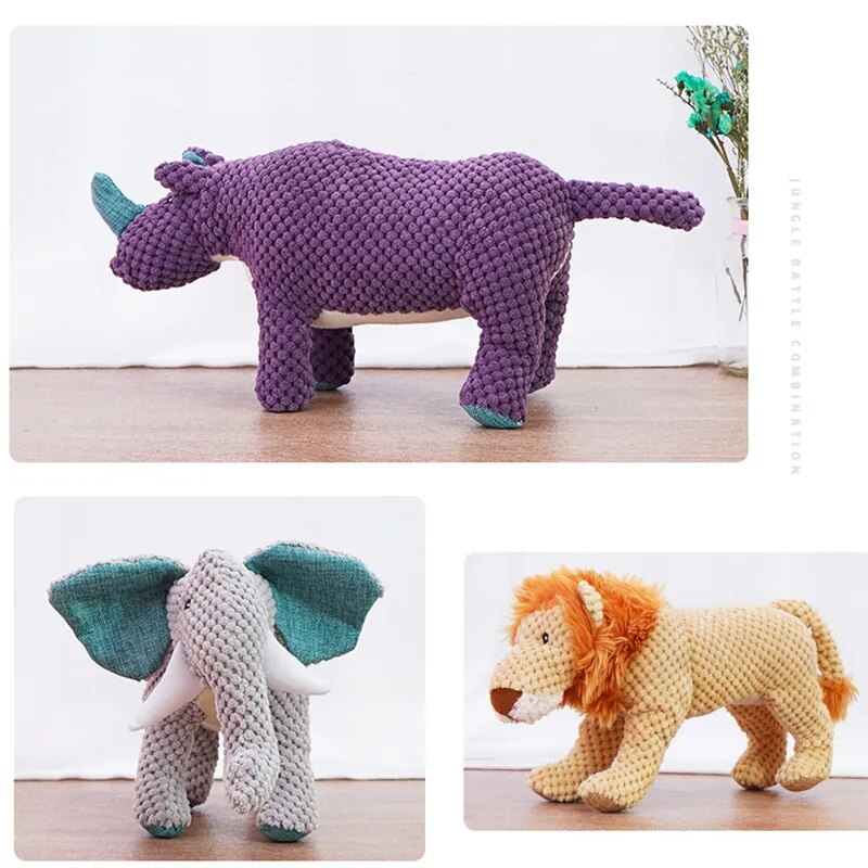 Cartoon Style Animal Plush Interactive Squeaky Dog Toy - Various options available