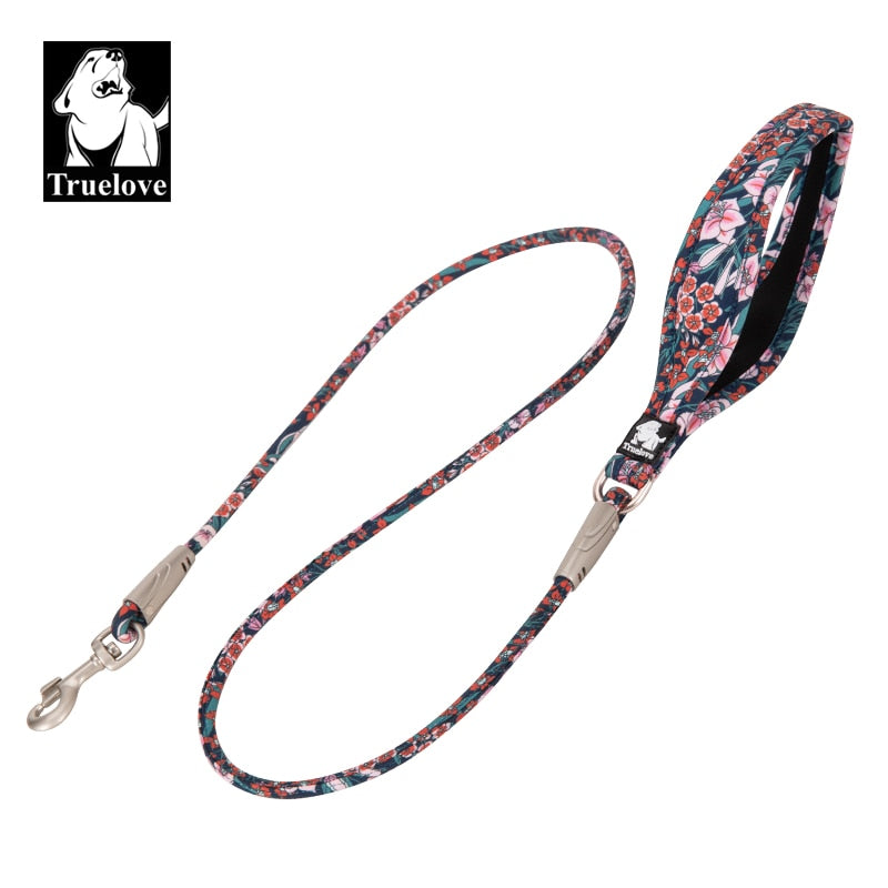 Truelove Floral Rope Leash with a Neoprene Padded Handle, 100% Cotton Fabric, Zinc-alloy Hook TLL2573