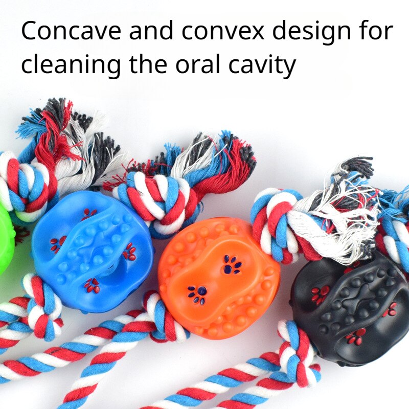 Curved Dog Ball Rope Toy Bite Resistant and great for teeth cleaning