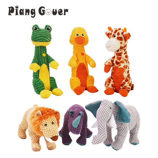 Cartoon Style Animal Plush Interactive Squeaky Dog Toy - Various options available