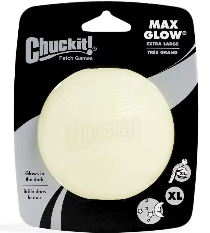 Chuckit! Max Glow Rubber Outdoor Foraging Dog Ball - Various sizes available