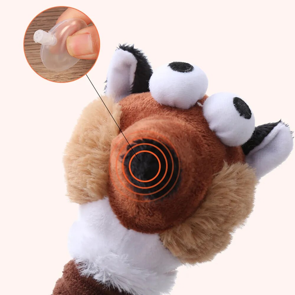 Soft Plush Long Neck Cartoon Style Small Dog Interactive Squeaky Toy