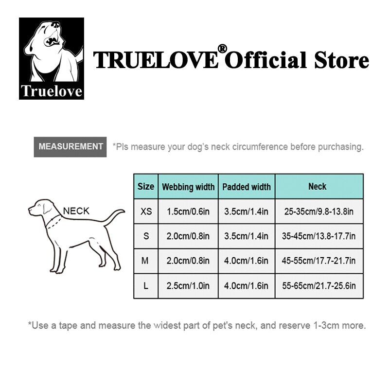 Truelove Reflective Multifunctional Personalized Dog Collar DuPont Soft Breathable Adjustable for Large Dogs TLC5611