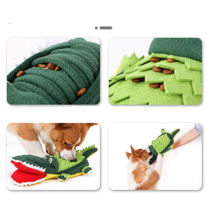 Crocodile Shape Foraging Snuffle Dog toy - Great for Slow Feeding & Interactive