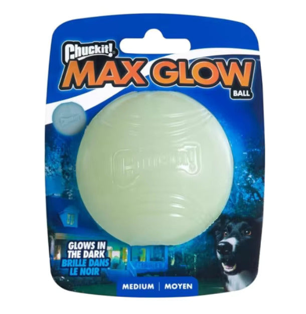 Chuckit! Max Glow Rubber Outdoor Foraging Dog Ball - Various sizes available