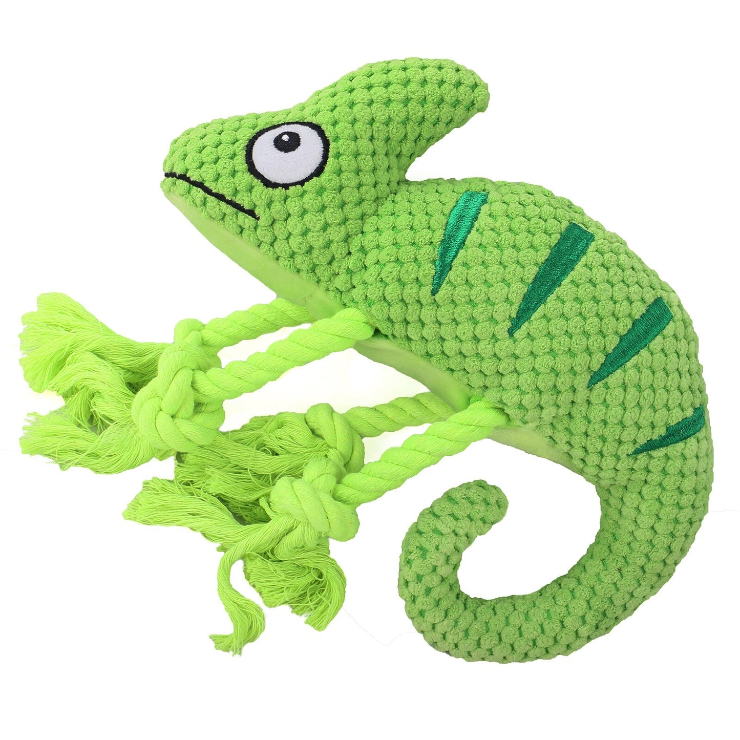 Chameleon Plush Interactive Squeaky Rope Dog Toy