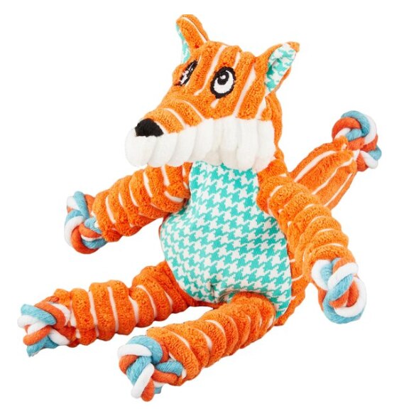 KONG Floppy Knots Dog Toy - Fox - Interactive Squeaky Rope Toy