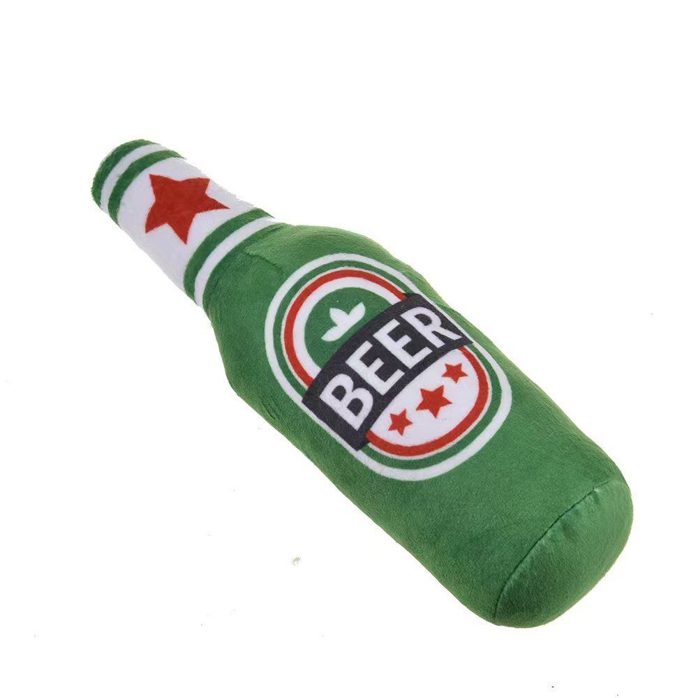 Novelty Interactive Squeaky Dog Toys - Beer Bottle Shape