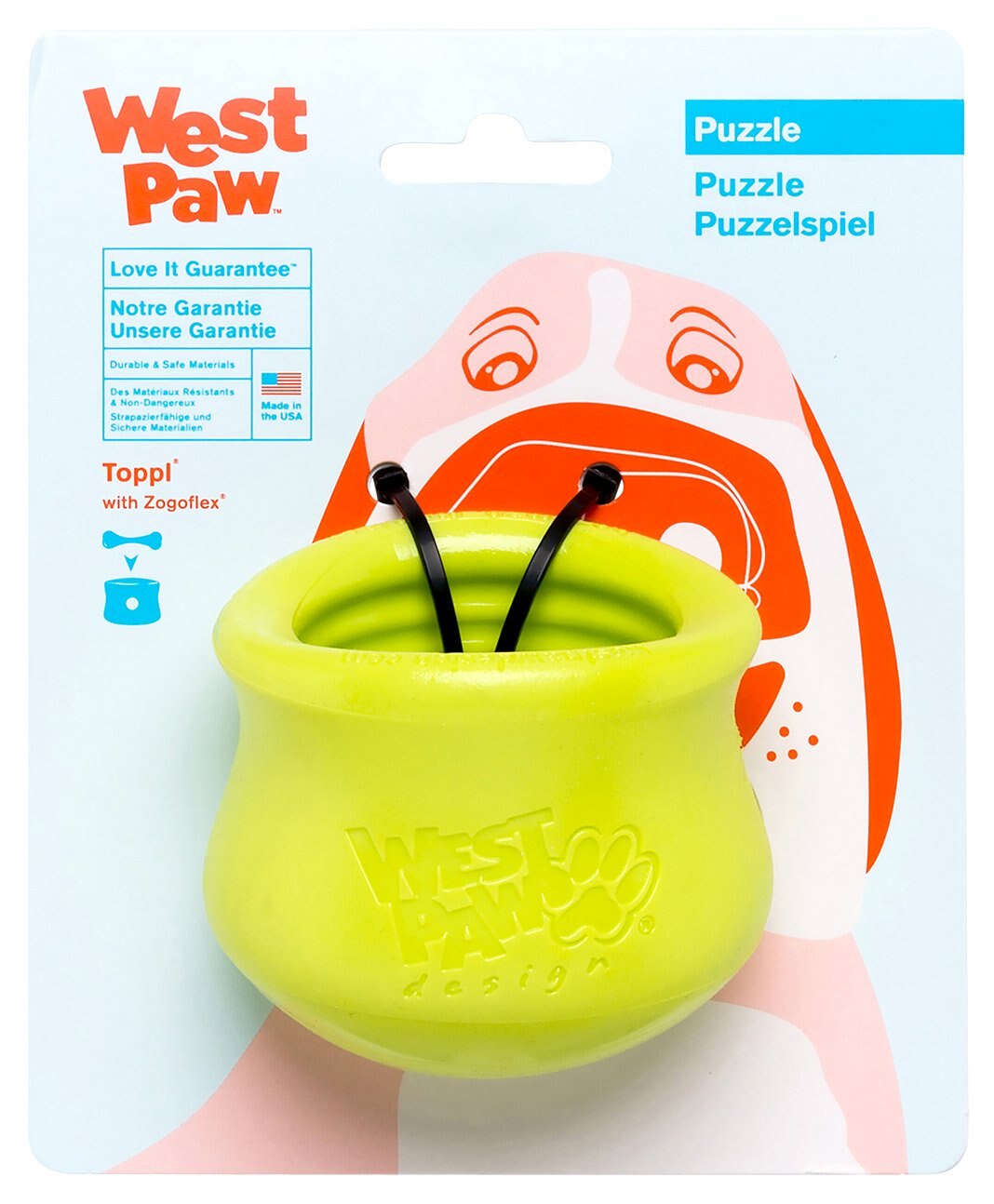 WEST PAW Zogoflex Toppl Treat Dispensing Dog Toy  – Interactive Rubber Foraging Toys for Dogs