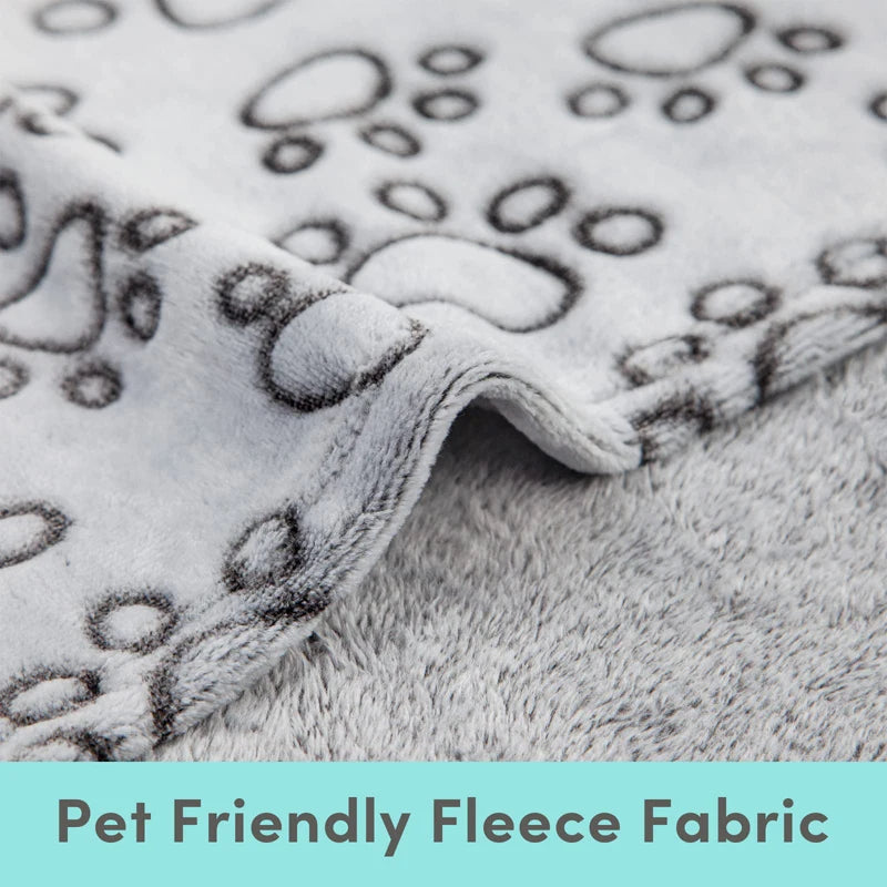 Benepaw Soft Warm Fleece Dog Blanket - Cute Paw Print pattern for Small Medium & Large Dogs