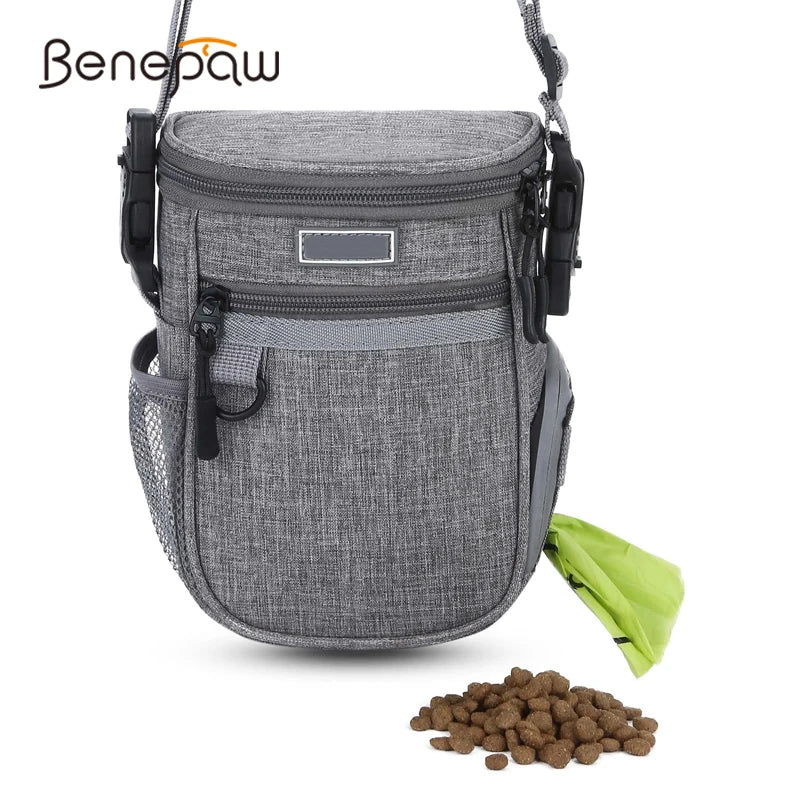 Benepaw Durable Treat Bag - Adjustable & Waterproof with Built-in Poop Bag Dispenser & Treat Pouch For Training / Traveling / Walking