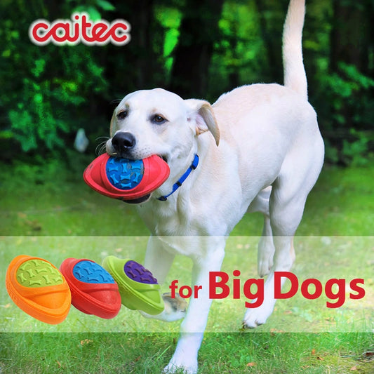 CAITEC Dog Toy Football - Floating & Squeaky for Outdoor Throwing - Suitable for Medium to Large Dogs