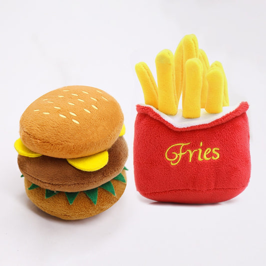 Novelty Chips & Burger interactive toys for small dogs & puppies