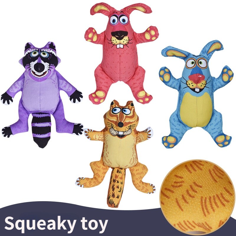 Super Squeaky Dog Toy Chewable Canvas Animal Designs