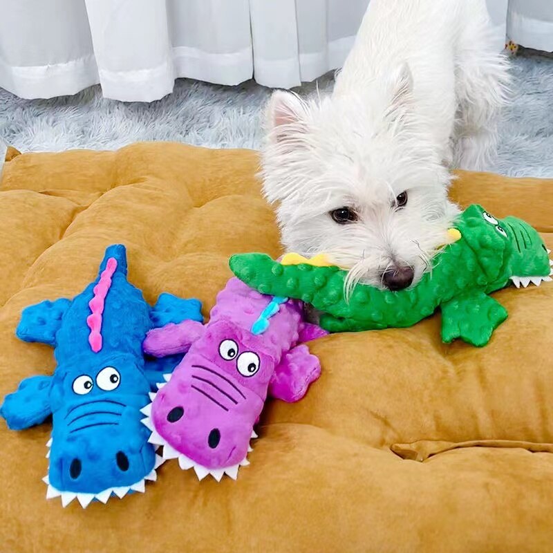 Stuffed Crocodile Interactive Squeaking Dog Toy