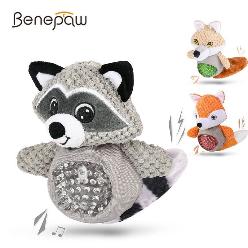 Benepaw Plush & Tough Squeaky Rubber Dog Toys for Small to Medium sized Dogs