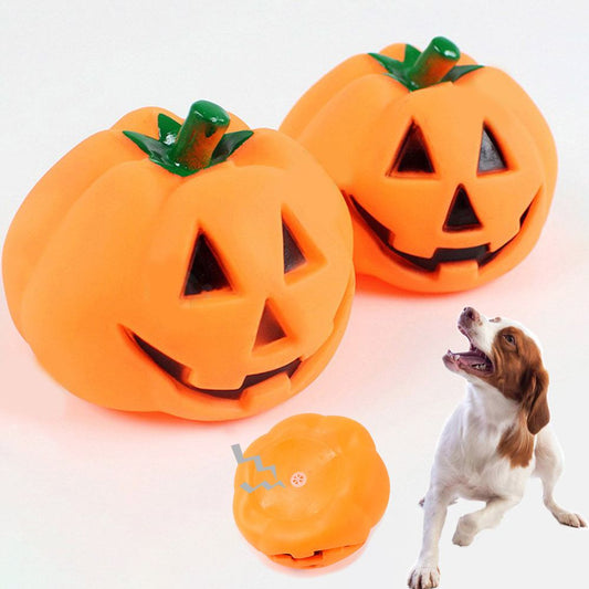 Halloween Pumpkin Rubber Squeaky Dog Toy