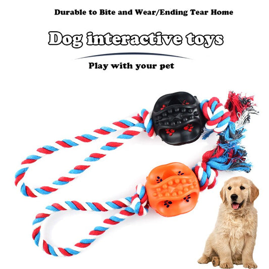 Curved Dog Ball Rope Toy Bite Resistant and great for teeth cleaning