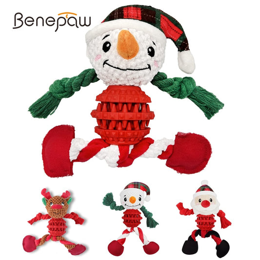 Benepaw Durable Christmas Dog Toys - Interactive, Foraging & Squeaky Puppy / Dog Toys For Small, Medium & Large Dogs