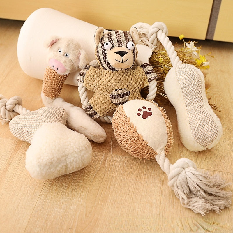 Cute Snuggle Squeaky Rope Dog Toys