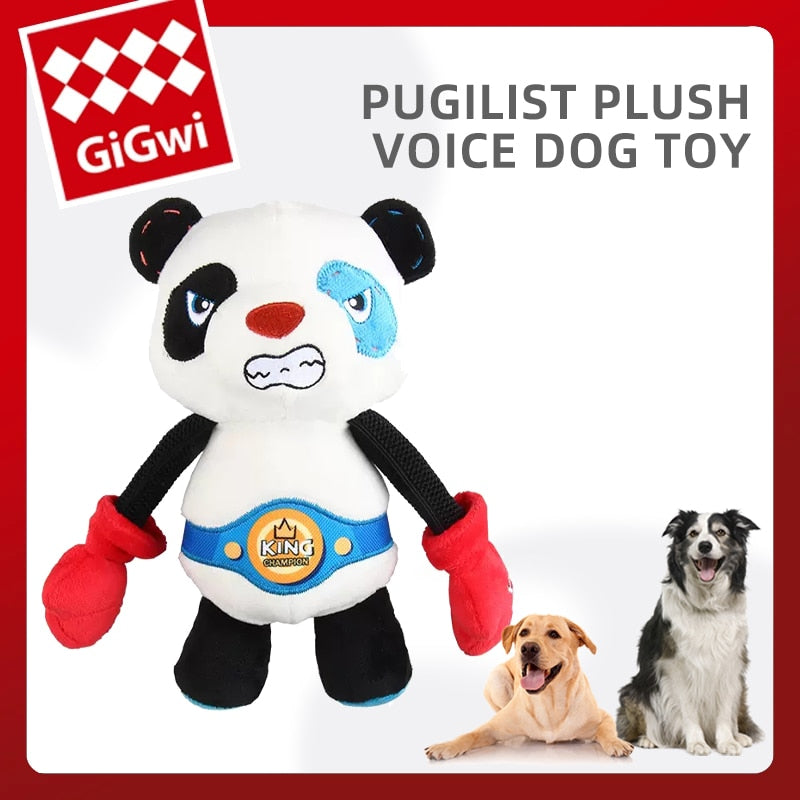 GiGwi Panda Zoo Series Boxer Interactive Squeaky Plush Washable Toy for Dogs & Puppies