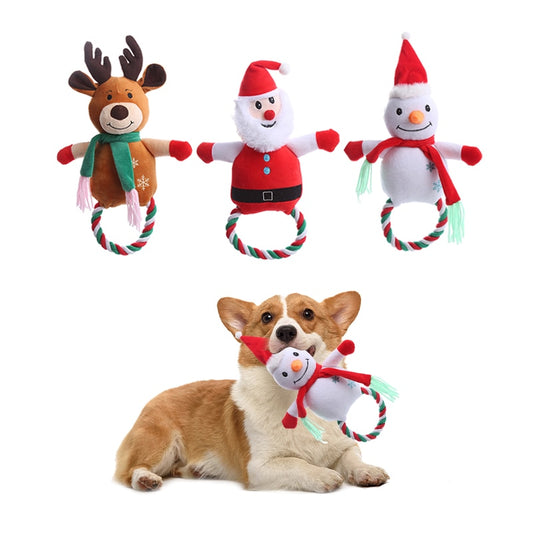 Christmas plush cotton rope interactive dog toy - 3 Options