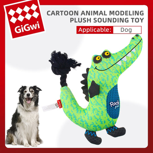 GiGwi Plush Dog Toy Loveable Disco Squeaky Crocodile