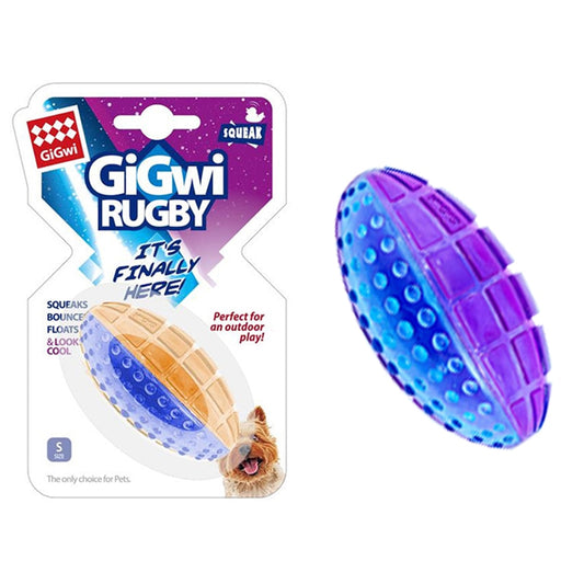 GiGwi Rugby Dog Ball - Squeaky, Chewable, Rubber and suitable for Outdoor use