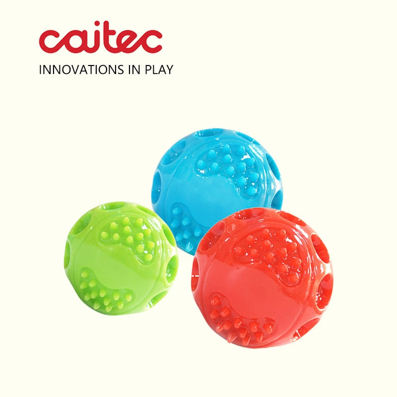 CAITEC Chase 'N Chomp Squeaking Rubber Bouncing Ball Durable Floating for Small to Large Dogs